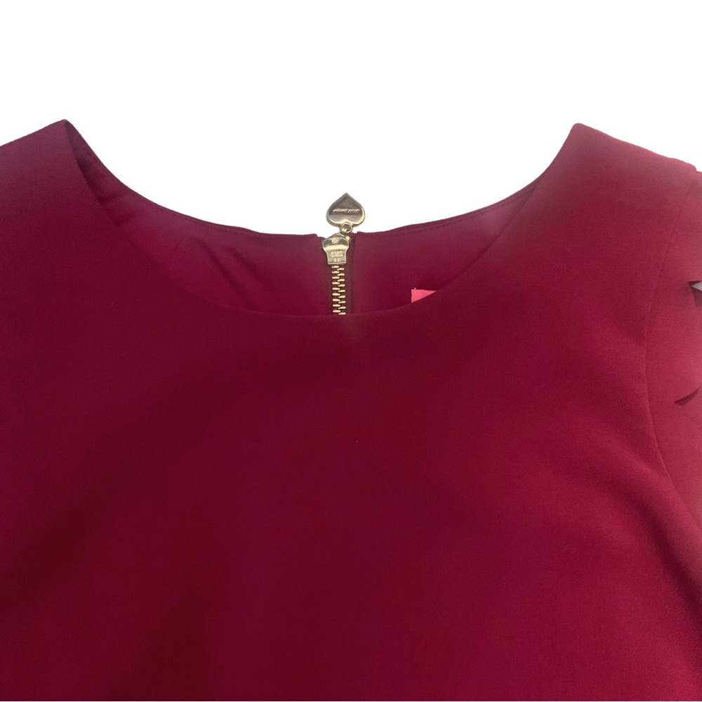 Betsey Johnson Scallop Shift Dress Sleeveless Pink Burgundy Short Feminine Work - Picture 3 of 11